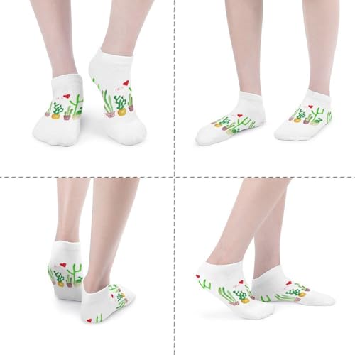 Cacti Cactus Love Women's Ankle Sock Low Cut Tab Socks for Men Athletic Running4