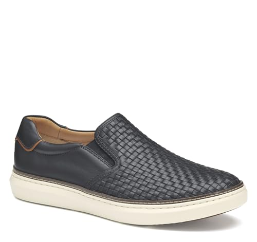 Johnston & Murphy Men's McGuffey 2 Woven Slip-On Dress Casual Shoe, Black Woven Full Grain, 11 M