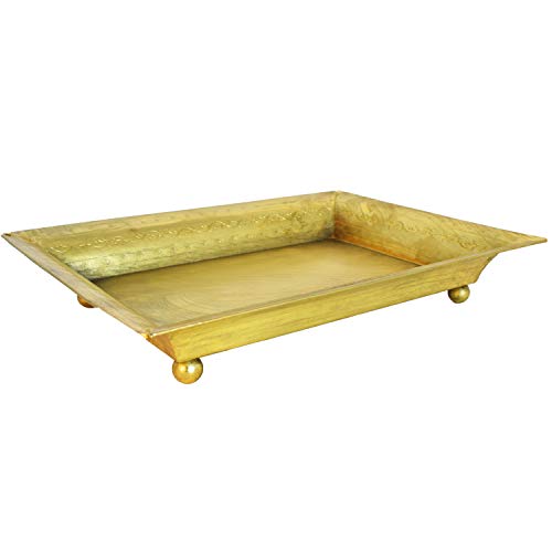 Orientalisches eckiges Tablett Schale aus Metall Genna 24cm groß Gold | Orient Dekoschale mit hoher Rand… – Bild 3