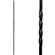 Single Twist Iron Balusters Contractor Pack of 15, 1/2" Square Hollow Metal Stair Spindles, Wrought Iron Stair Railing Balusters Satin Black Finish