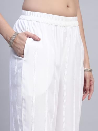 Image of SHOPPING QUEEN Women's Cotton Embroidered Chikankari Palazzo