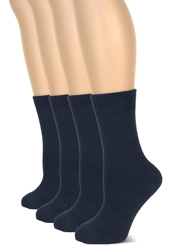 Hugh Ugoli Women's Cotton Crew Socks, Soft, Regular Fit, Plain Color Casual Socks for Trouser, Shoe Size 6 to 12, 4-8 Pairs