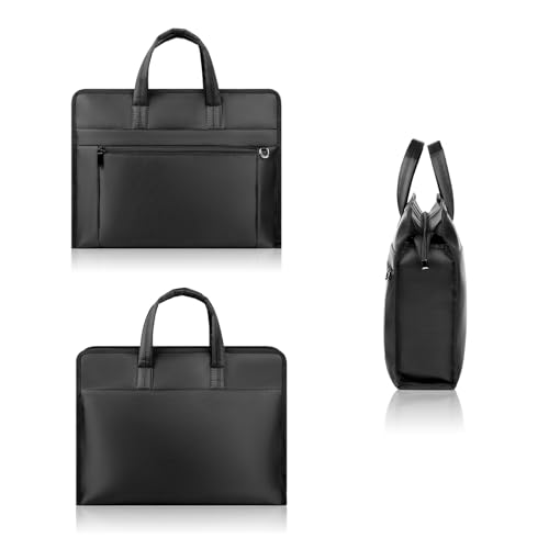 Black Oxford Handle Document Bag with Zipper Briefcase for Men File Tote Bag for Carrying Paper Files (Horizontal)3