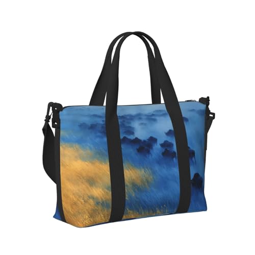 Wildebeest migration print Travel Duffel Bag, Sports Tote Gym Bag, Swim Pool Bag Large Shoulder Tote Bag for Beach Weekender3