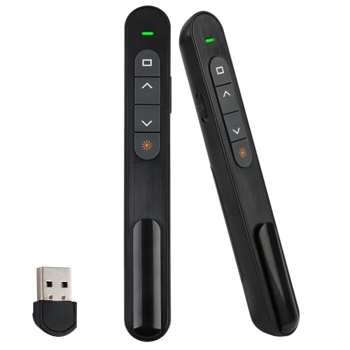 Puntero Presentaciones Inalámbrico 100M, Pasador Diapositivas con Receptor USB, Remoto Mando Ordenador PowerPoint, Presentador Inalambrico para Mac Windows Linux Android Más