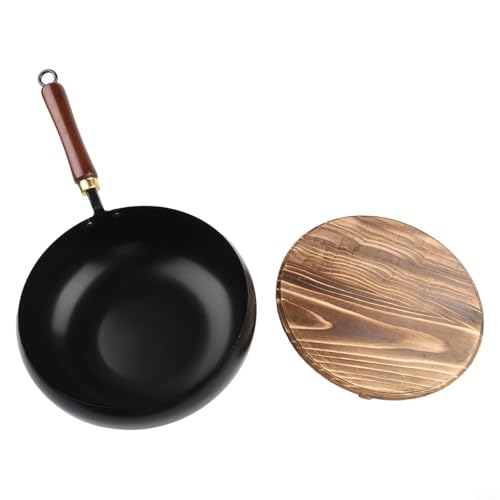Wok de hierro forjado a mano, 26.5 cm sin recubrimiento