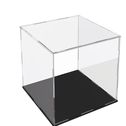 Image of Premium Acrylic Display Case for Collectibles, Action Figures & Toys | Transparent Dustproof Display Box with Black Base (10 inch L x 10 inch W x 10 inch H)