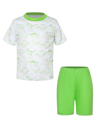 easyforever Kids Boys Quick-dry Sports Outfit Moisture-wicking T-shirt Athletic Shorts For Basketball Running Workout Green Dinosaur 2-3 Years3