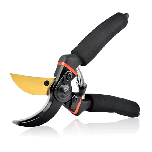 Cinagro Titanium Gardening Pruner, Plant Cutter with 2 cm Branch Cutting Capacity, Safety Lock, Steel Spring Mechanism, Non-Slip Grip, Ergonomic Design, Pruner Shear for Plants, Branches & Grass