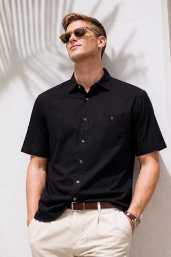 Image of Louis Philippe Men's Slim Fit Premium Textured Fabric Versatile Solid Easy Care, All Season adapability Half Sleeve Casual Shirt