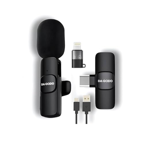 DA-GODO Wireless Microphone 2-in-1 Lavalier Mic with Receiver for iPhone/Android Type-C Plug & Play...