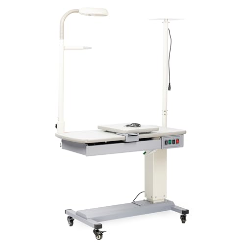 UCanSee Optometry Combination Table - Electric Height Adjustment, Large Drawer - Fits Trial Lens Set Tray, Phoropter, Auto Refractometer, Vision Chart Projector - Tabletop Size: 35.2
