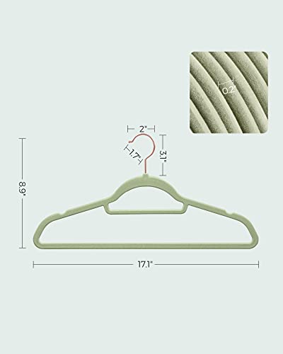 SONGMICS-Velvet-Hangers-Set-of-50-Non-Slip-Space-Saving-Clothes-Hanger-Rose-Gold-Swivel-Hook-02-Inch-Thick-171-Inch-Long-Lime-Green-BREANNA-Collection-UCRF021GR50