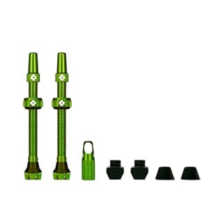 Muc-Off Tubeless Valves V2-7075 Aluminium Presta Valves with Core Removal Tool - Air Flow System for Mountain Bike, Road and Gravel Wheels - Compatible with Rim Inserts - Green, 60mm