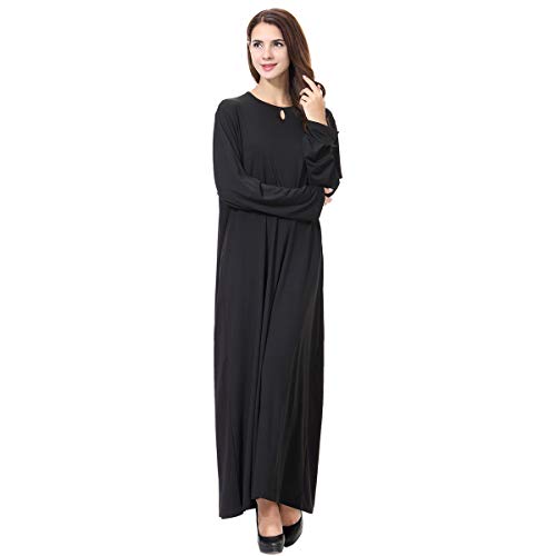 Abaya jilbab BaronHong de color sólido para mujer, un thobe árabe elegante para diario 4