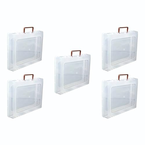 Image of Multipurpose Plastic Rectangular Storage Boxes with Locks and Handle Matte Finish for Saree, Laptop, Books (Set of 5, Bahurani)