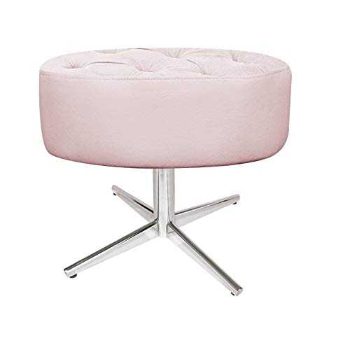kit Poltrona e Puff Fernanda Base Giratória de Metal Corano Rosa Bebê - ADJ Decor