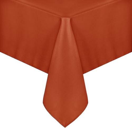 Image of sancua Fall Tablecloth Rectangle - 60 x 84 Inch Burnt Orange - Stain and Wrinkle Resistant Polyester Fabric Table Cloth, Thanksgiving Table Cover for Dining Buffet Parties, Rust, Pumpkin Orange