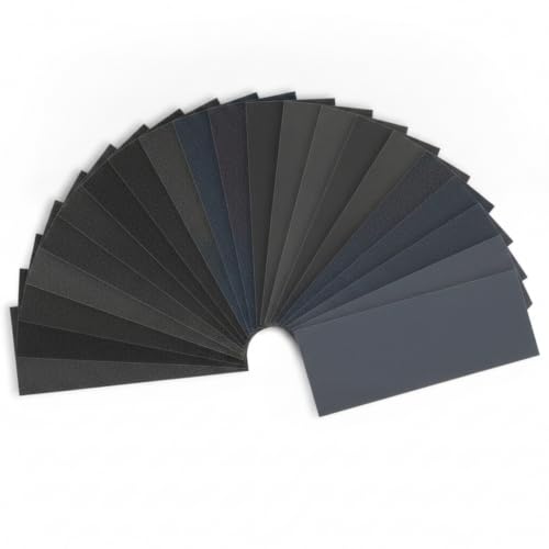 Image of Abrasive Dry Wet Waterproof Sandpaper Sheets Assorted Grit of 400 / 600 / 800 / 1000 / 1200 / 1500 for Furniture, Hobbies and Home Improvement (12 Sheets)