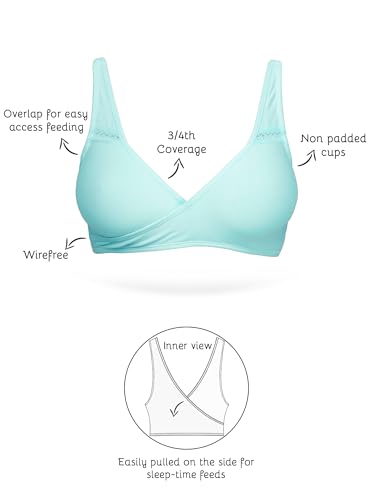 Image of Inner Sense Organic Cotton Bamboo Nursing Bra for Women I Overlap Feeding Bra with High Coverage and Wire-Free Design I Sleep Maternity Wear Without Padding