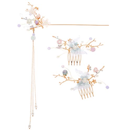 Minkissy DTDWG36K413XRQ16MG4C70 Rhinestone Pearl Flower Hair Stick Hair Comb Chinese Hair Chopsticks Vintage Tassel Hair Pin Chignon Pin Chopsticks Hair Styling Accessories thumb #8