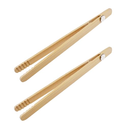 2 Pcs Toast Tongs Magnetic Bamboo Toast Tongs 7 Long Reusable Toaster Tongs Durable and Stylish Kitchen Tool for Toaster Fruits Bread & Pickles for Cheese Bacon Muffin Fruits Bread