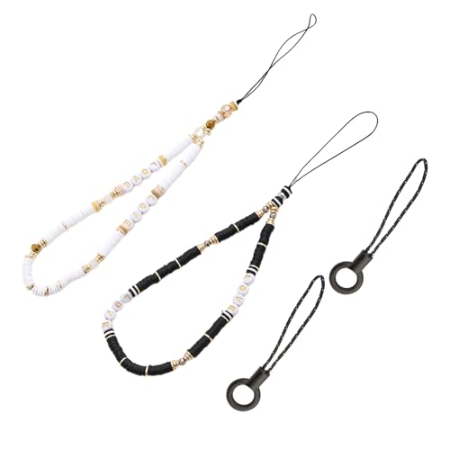 Quiltique 2 stuks armbanden voor mobiele telefoons, hangers met kraal, anti-verlies, sleutelkoord voor mobiele telefoon, (L:16.000cm,W:10.000cm,H:1.000cm), Kunststof, Nee.