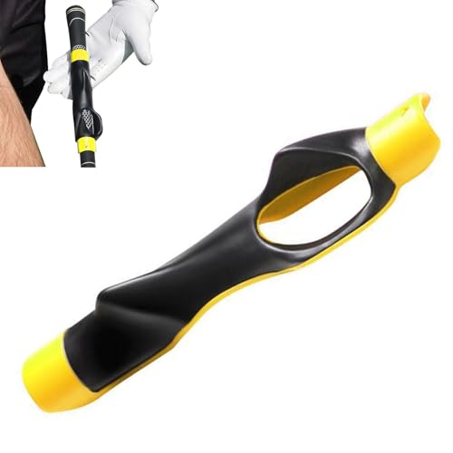 JIANWEI Golf Grip Trainer, Golf Club Grip Trainer Tool GOL-f Gri-p Trainer Attachment for Improved Hand Positioning GOL-f Swing Traine-r Correct Left Right Hand Position(Yellow)