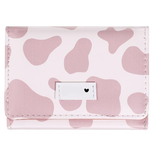 TENDYCOCO Cow Print Wallet for Women Stylish Pu Leather Purse Compact Card Holder for Cash Coins and Id for Girls and Ladies