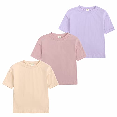 Image of Kids Tales Little Boys Girls Solid Color Short Sleeve Pullover T-Shirt | 12 Months - 4 Years, Round Neck, Solid Color, Short Sleeve, Soft Material, Casual Daily Wear, Sport Wear