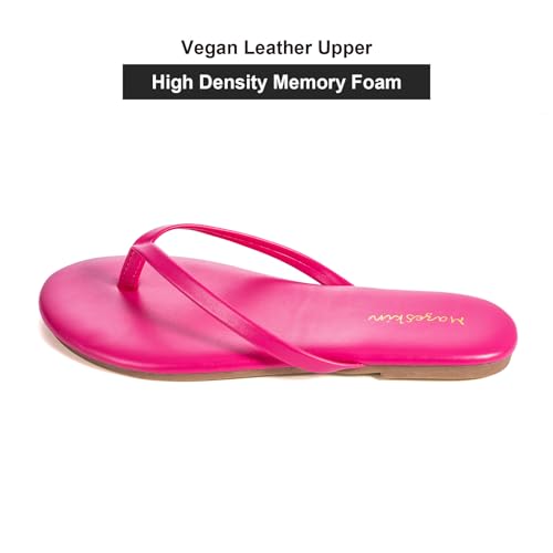 Image of mazeskin Women's Memory Foam Comfortable Flat Thong Sandals Dressy Summer Beach Leather Slide Flip Flops