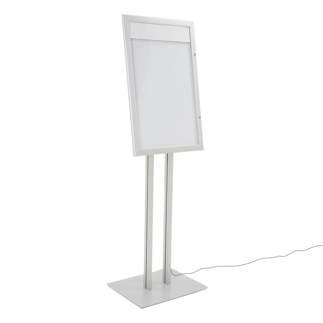 Danieli Store - Expositores de Pie 4xA4 para Exterior. Soporte Para Menu de Aluminio con Llave. Atril para Tiendas y Restaurantes. Porta Menu Exterior con y sin Luz LED Con Panel Personalizable