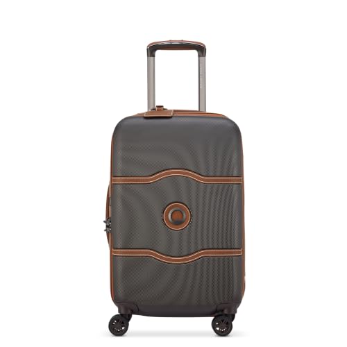 Image of DELSEY PARIS Chatelet Air 2.0 Carry-On Suitcase 19 Inch, Hardside Polycarbonate Luggage, Dual-Density Spinner Wheels, TSA Lock, USB Port, Chocolate Brown