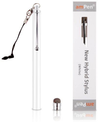 amPen Hybrid Stylus Pen - Interchangeable Hybrid Tip Touchscreen Stylus (White)