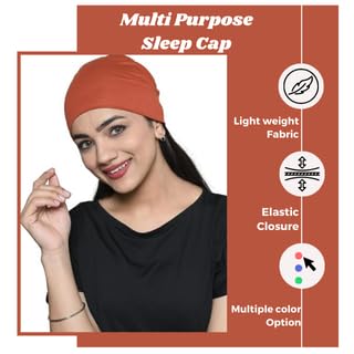 Image of The Headscarves Women Silky Soft Bamboo Viscose Sleep Cap for Hair Loss Chemo Headwear Skull Cap Free Size (Multicolor) (HS3 Multicolor)