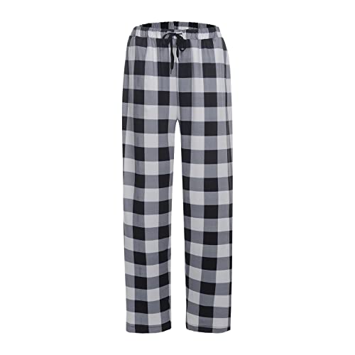 Mens Plaid Pajama Pants,Cotton Drawstring Elastic Waist Pj Pants Soft Loose Fit Lightweight Lounge Sleepwear2