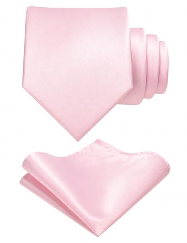 Image of RBOCOTT Solid Color Tie and Pocket Square Hankerchief with Lapel Pin Set for Men