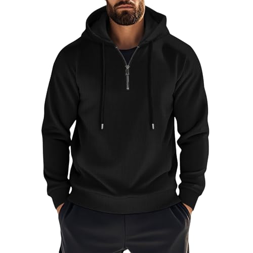 Quarter Zip Hoodie Men Outdoor Tactical Cargo Oversized Apparel Lightweight Hoodie with Pocket Big and Tall