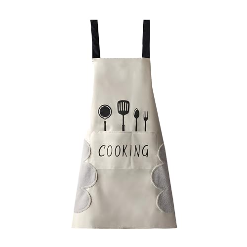 Image of Kraptick Kitchen Apron - Comfortable Cooking Waterproof Apron for Men and Women With Pocket and Side Coral Velvet for Wiping