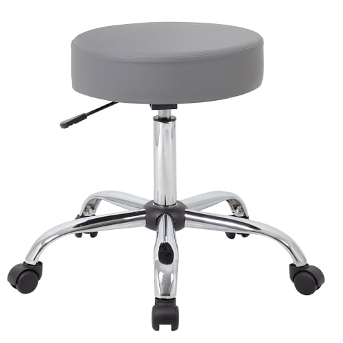 Boss Office Products Adjustable Upholstered Medical Stool in Grey