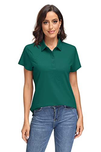 Magcomsen Womens Golf Polo Upf 50+ Fishing Shirts Short Sleeve Womens Sun Shirts Classic Fit Shirts Tennis Shirt Emerald Green Xxl thumb #1
