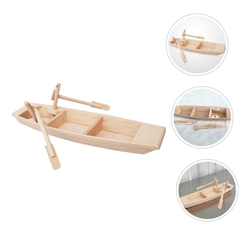 Bateaux en bois rustique et durable : pack de 3 décorations miniatures robustes - 6