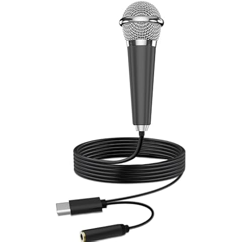 USB Type-C Mini Karaoke Microphone for Android Phone, Laptop（Not supported on iPhone 15）, Tablets Small ASMR Microphone for Voice Video Recording Singing, Vlogging, Podcasting YouTube (Black) Cover