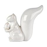 Elements White Squirrel Ceramic Figurine, 7.68x3.23x7 Inch