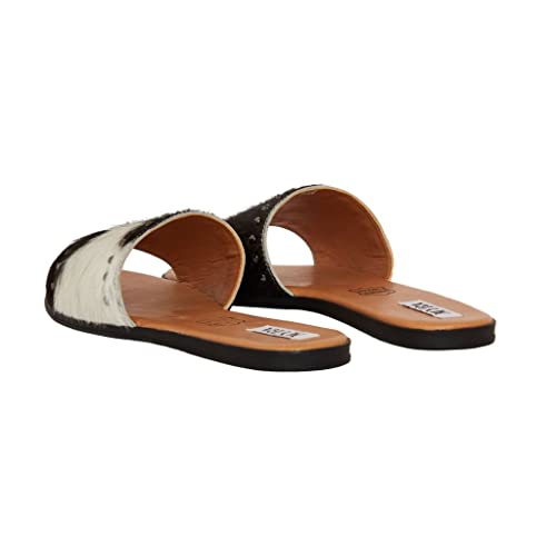 Myra Bag Silver Studded Flats Fur Leather Shoes S-41103