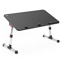 SAIJI Laptop Bed Tray Table, SAIJI Adjustable for Laptop Stand, (Black) (Large (60cm x 33cm), Black)