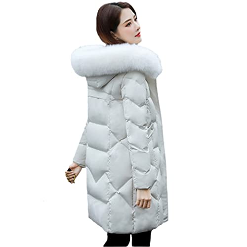 Manteau d'hiver en duvet de canard blanc luxe et capuche fourrure femme