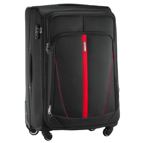 DIAMOND Großer Weichschalenkoffer XL 28 Schwarz Codura 1200D 360 Rollen Zahlenschloss Erweiterbar 88108 L Leicht & Robust