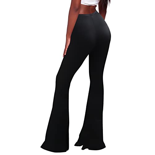 Women High Waisted Fit Flare Ethnic Paisley Floral Bell Bottoms Yoga Pants Flared Leggings3