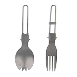 JAZZY PEARLS® Folding Cutlery Tableware Titanium Fork Spork Outdoor 144x24mm Fork-Sporting Goods-Outdoor Sports-Camping & Hiking-Camping Cooking Supplies-Outdoor Tableware-1 Piece Titanium Cutlery